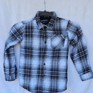 Eighth Avenue NY Kids Black and White Plaid Button Down Thermal Size 5/6